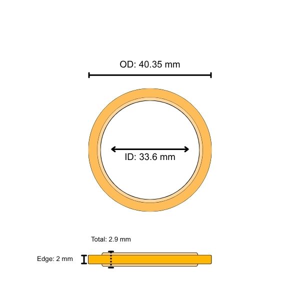 Lens Seal Ring: 40.35 x 33.6 x 2.9