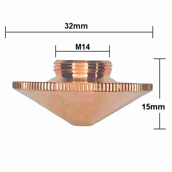 Nozzle, Raytools Compatible, D32, H15, M14 (10-Pack) - Single (Non-Chrome) - 1.5mm