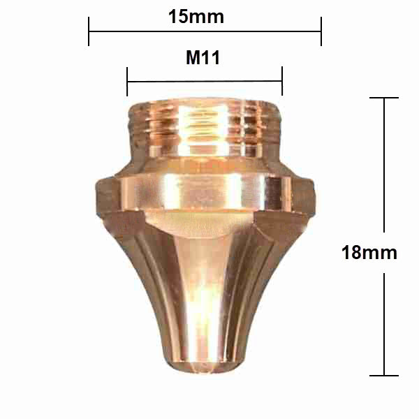 Nozzle, Raytools Compatible, D15, H18, M11 (10-Pack) - Single - 1.6mm