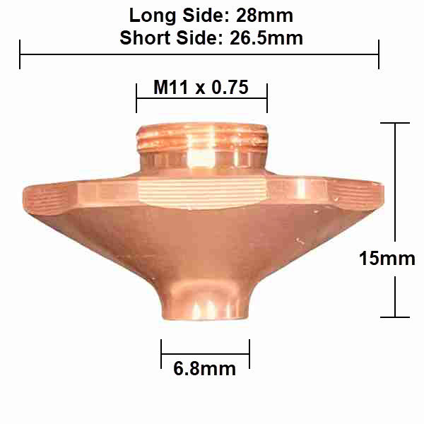 Nozzle Hans SB, D28-H15-M11 (10-Pack) - Copper (Single with Internal Stage) - 1.4mm