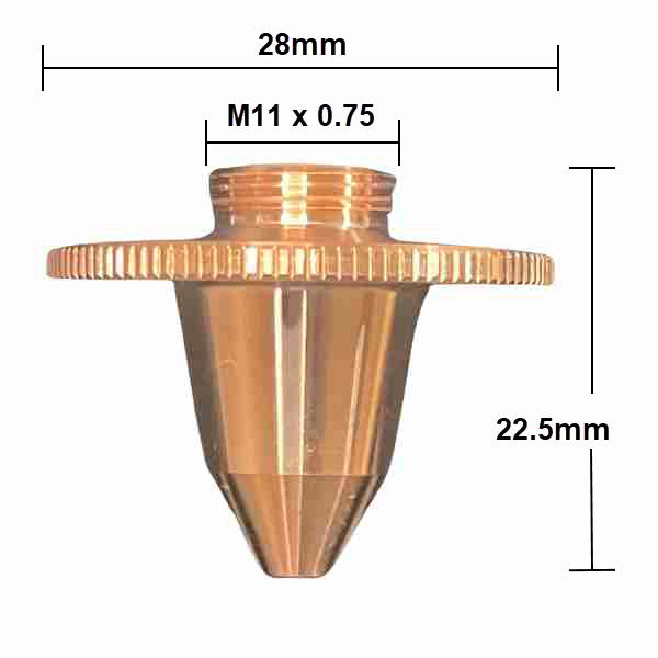 Nozzle, Precitec Compatible, D28-H22.5-M11 (10-Pack) - Double - 1.0mm